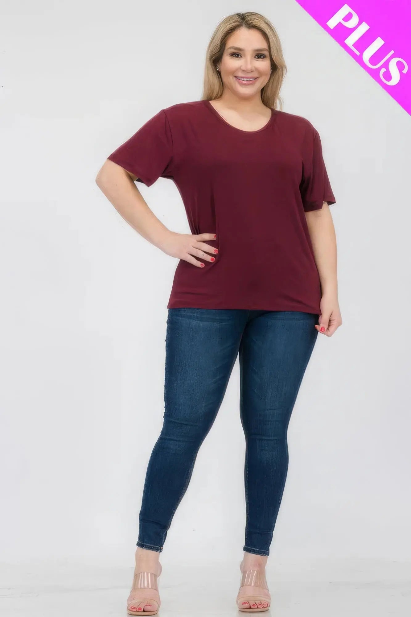 Plus Size Basic Short Sleeve T-shirt - ThingsWeUseAndLove 