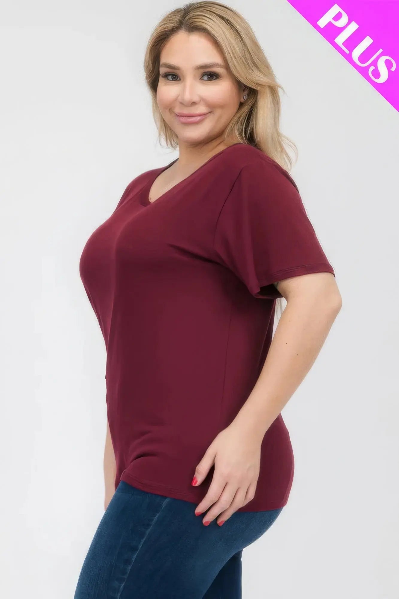 Plus Size Basic Short Sleeve T-shirt - ThingsWeUseAndLove 