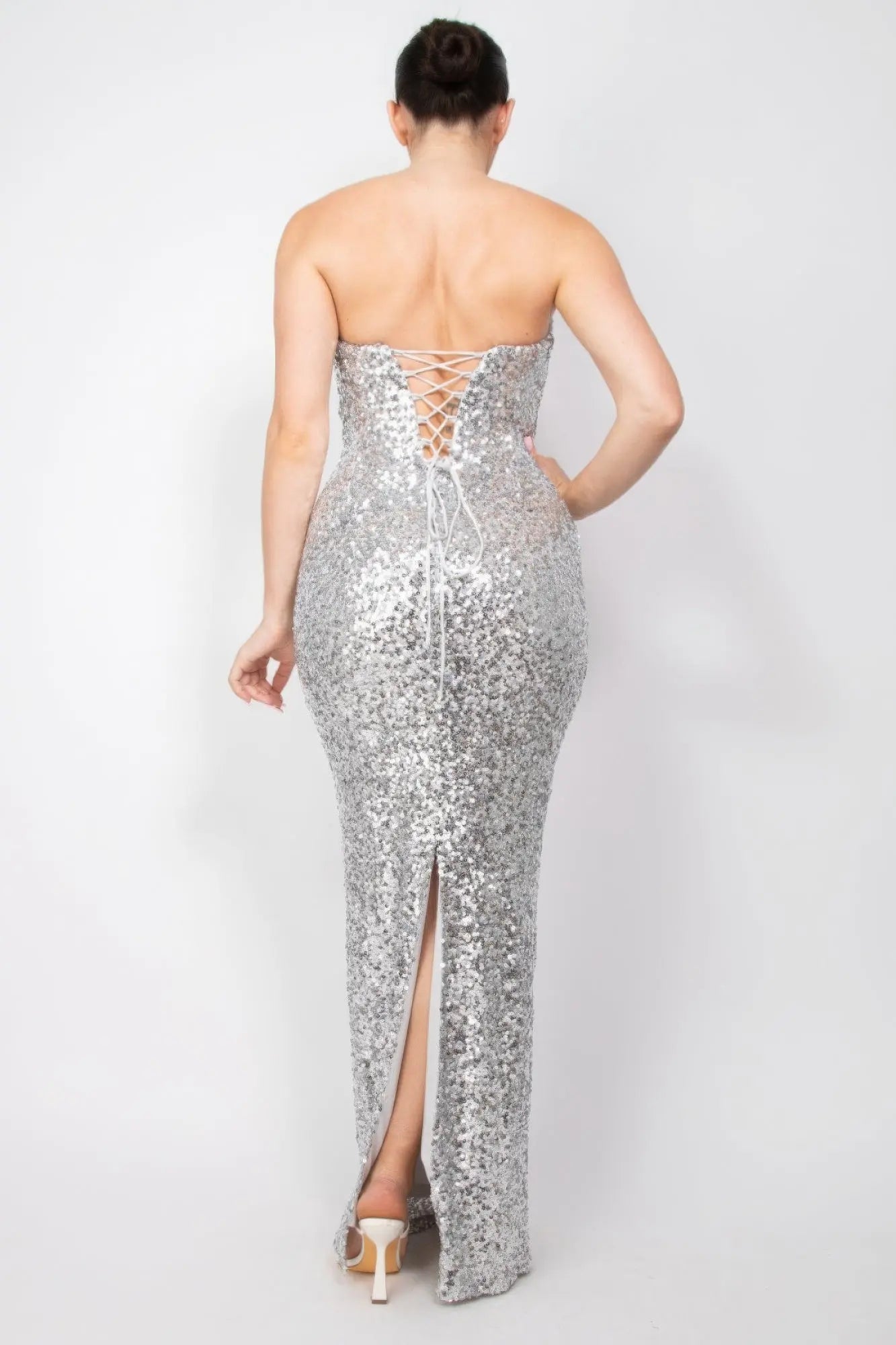 Sequin V-bar Crisscross Tube Dress - ThingsWeUseAndLove 