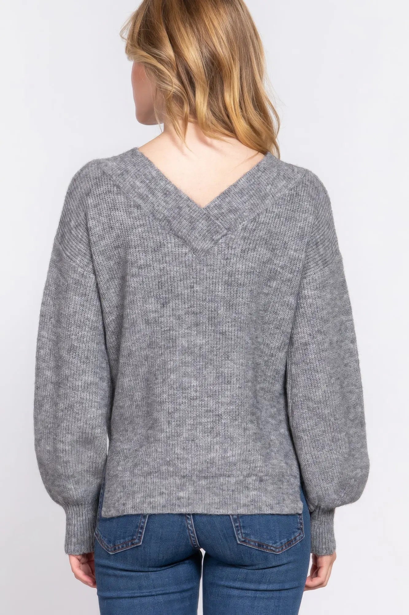 Long Slv Double V-neck Sweater - ThingsWeUseAndLove 