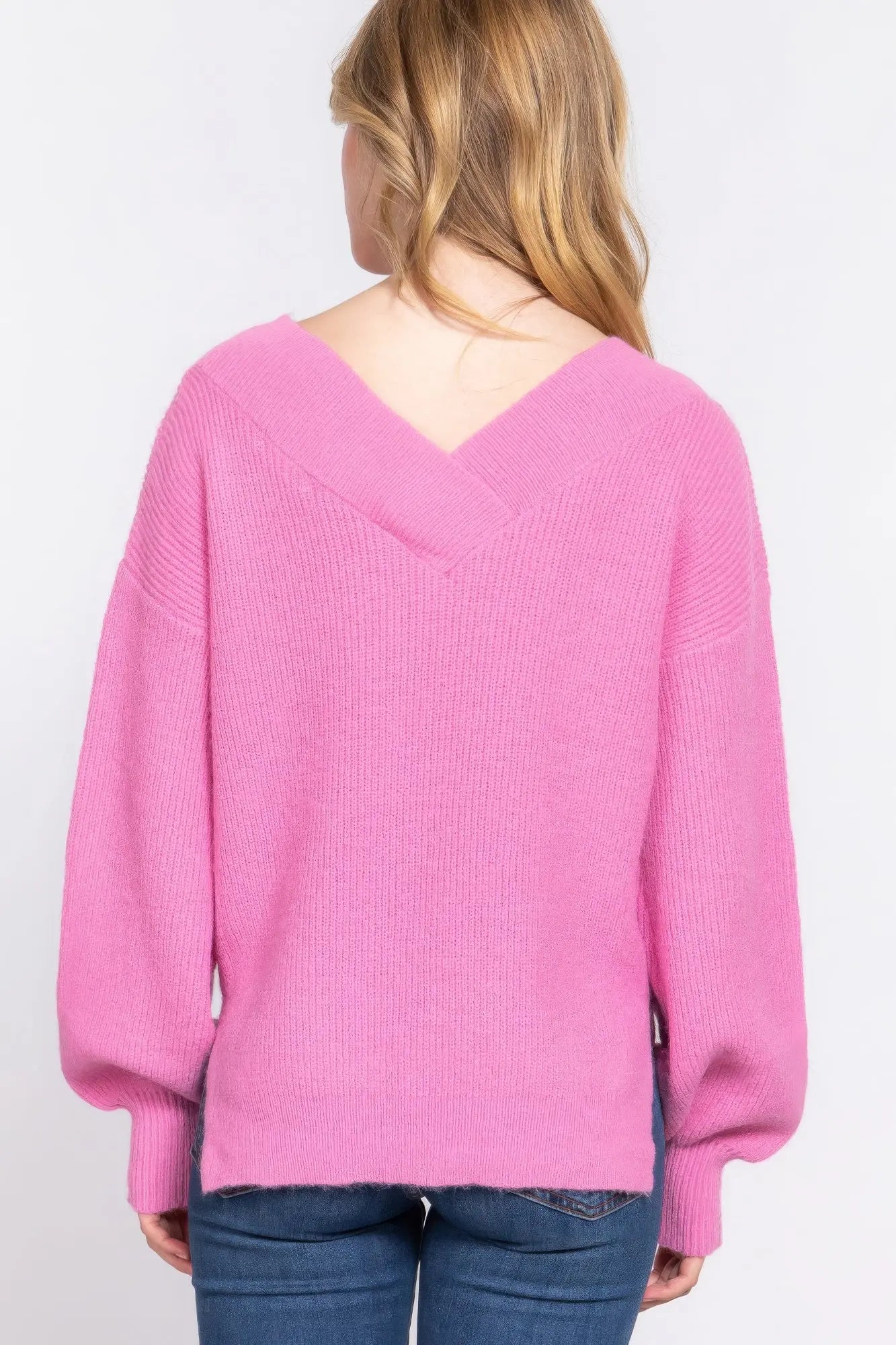 Long Slv Double V-neck Sweater - ThingsWeUseAndLove 