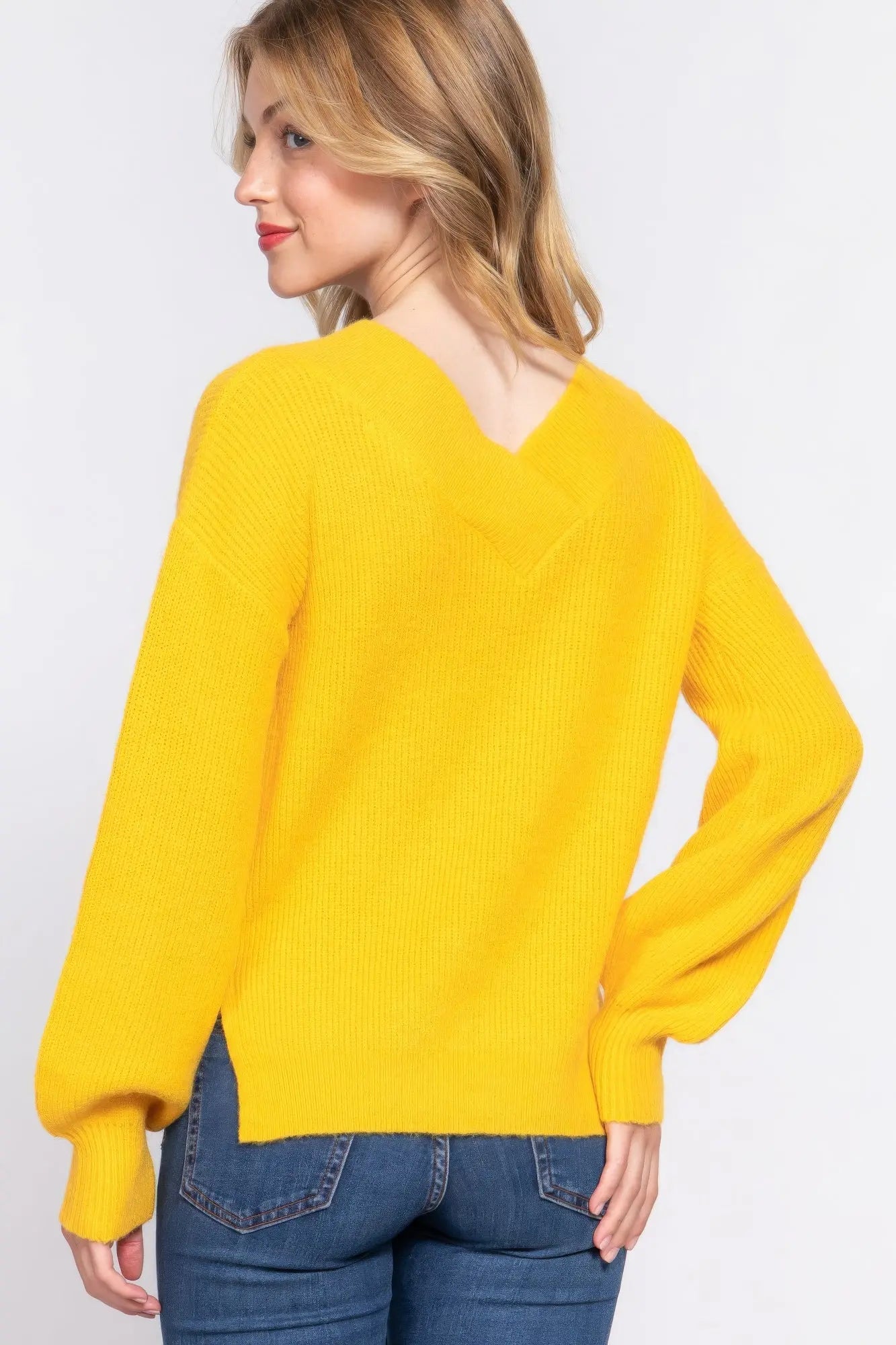 Long Slv Double V-neck Sweater - ThingsWeUseAndLove 