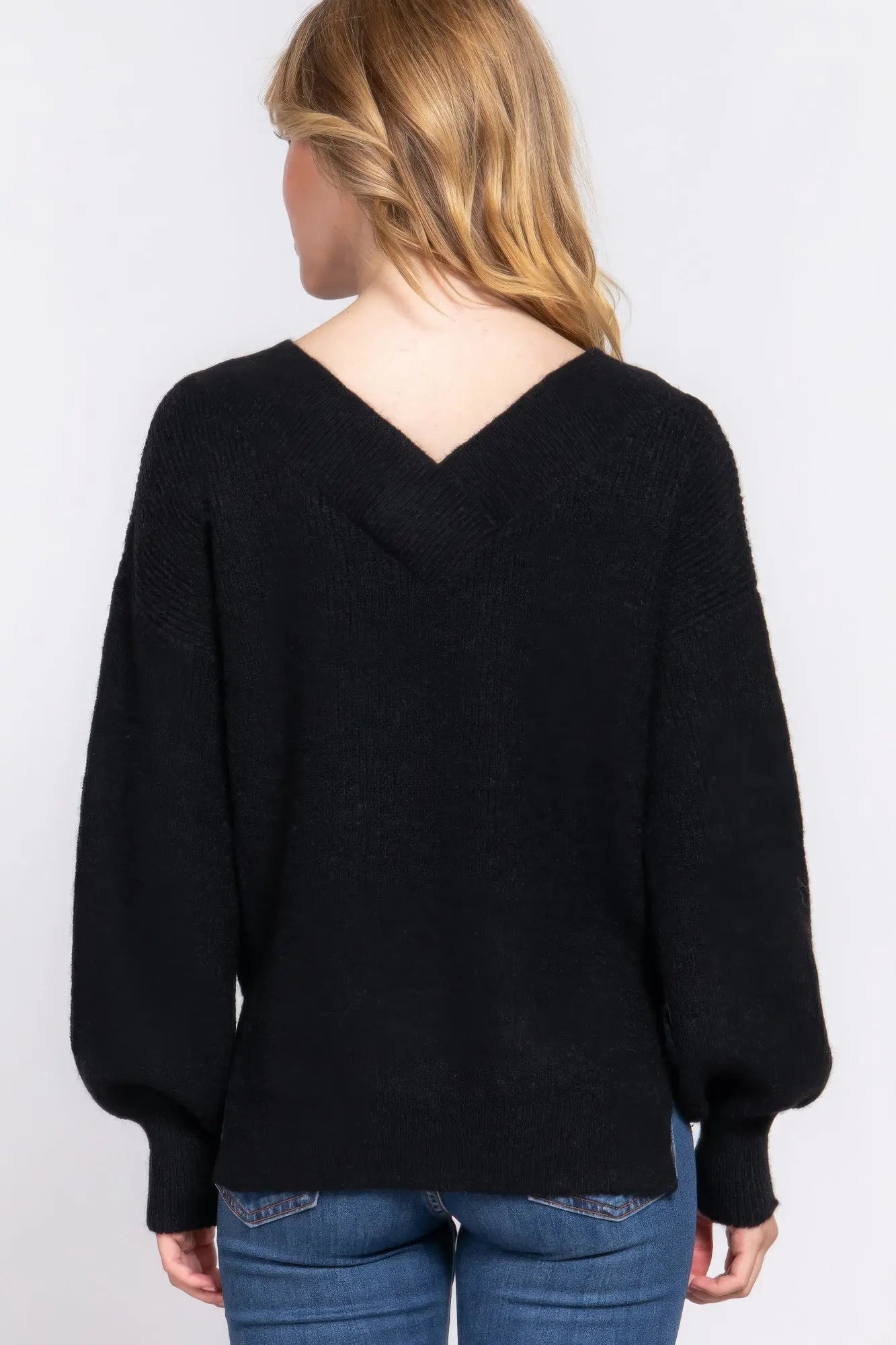 Long Slv Double V-neck Sweater - ThingsWeUseAndLove 