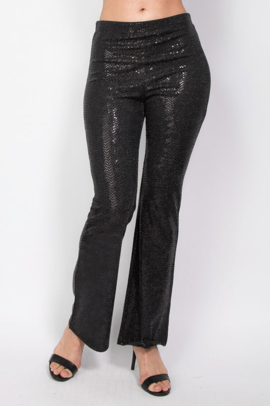 Sequined Fit & Flare Midrise Pants - ThingsWeUseAndLove 