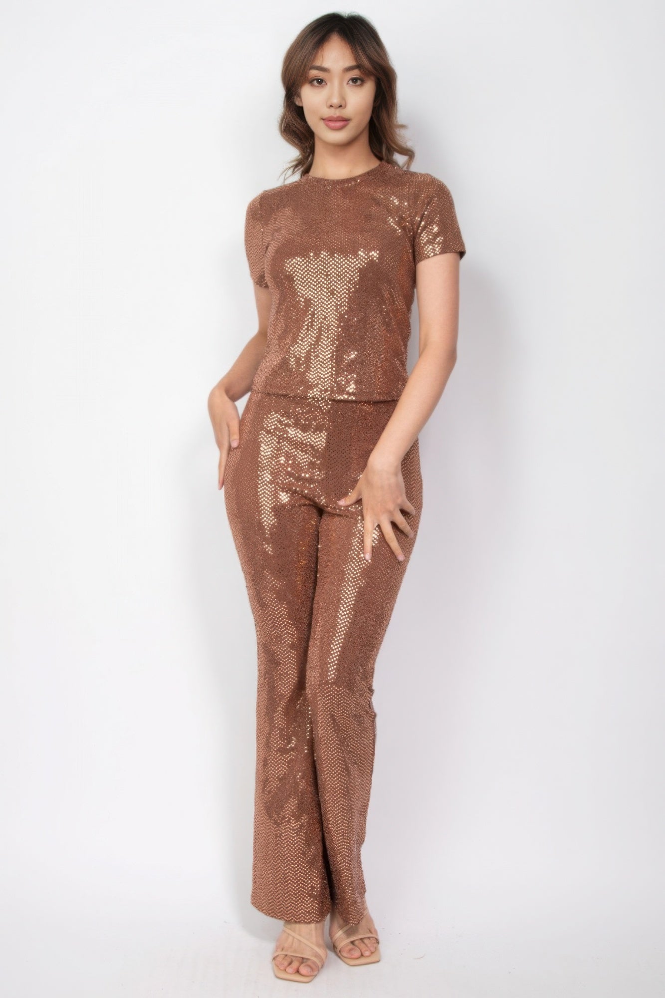 Sequined Fit & Flare Midrise Pants - ThingsWeUseAndLove 