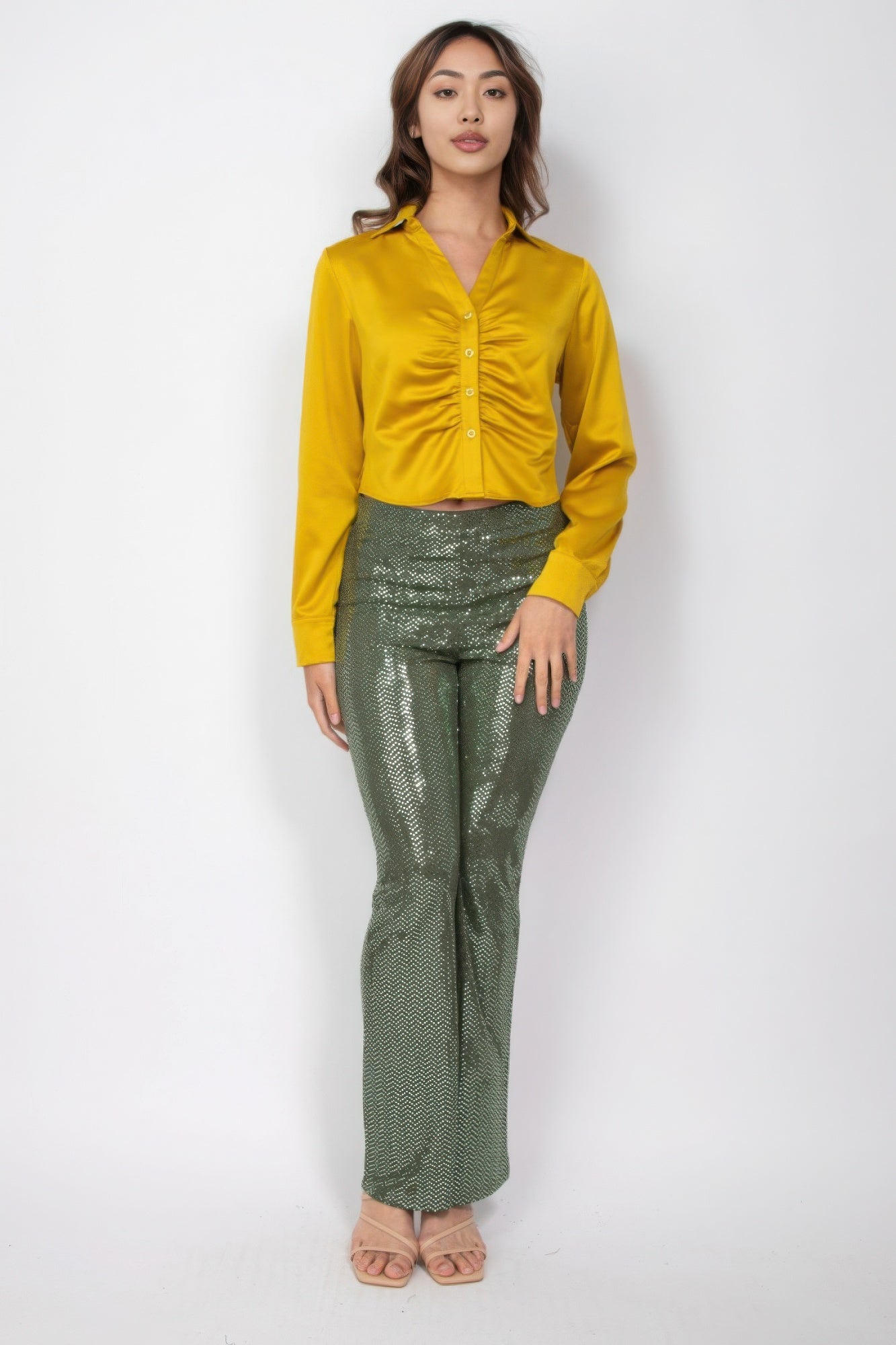 Sequined Fit & Flare Midrise Pants - ThingsWeUseAndLove 