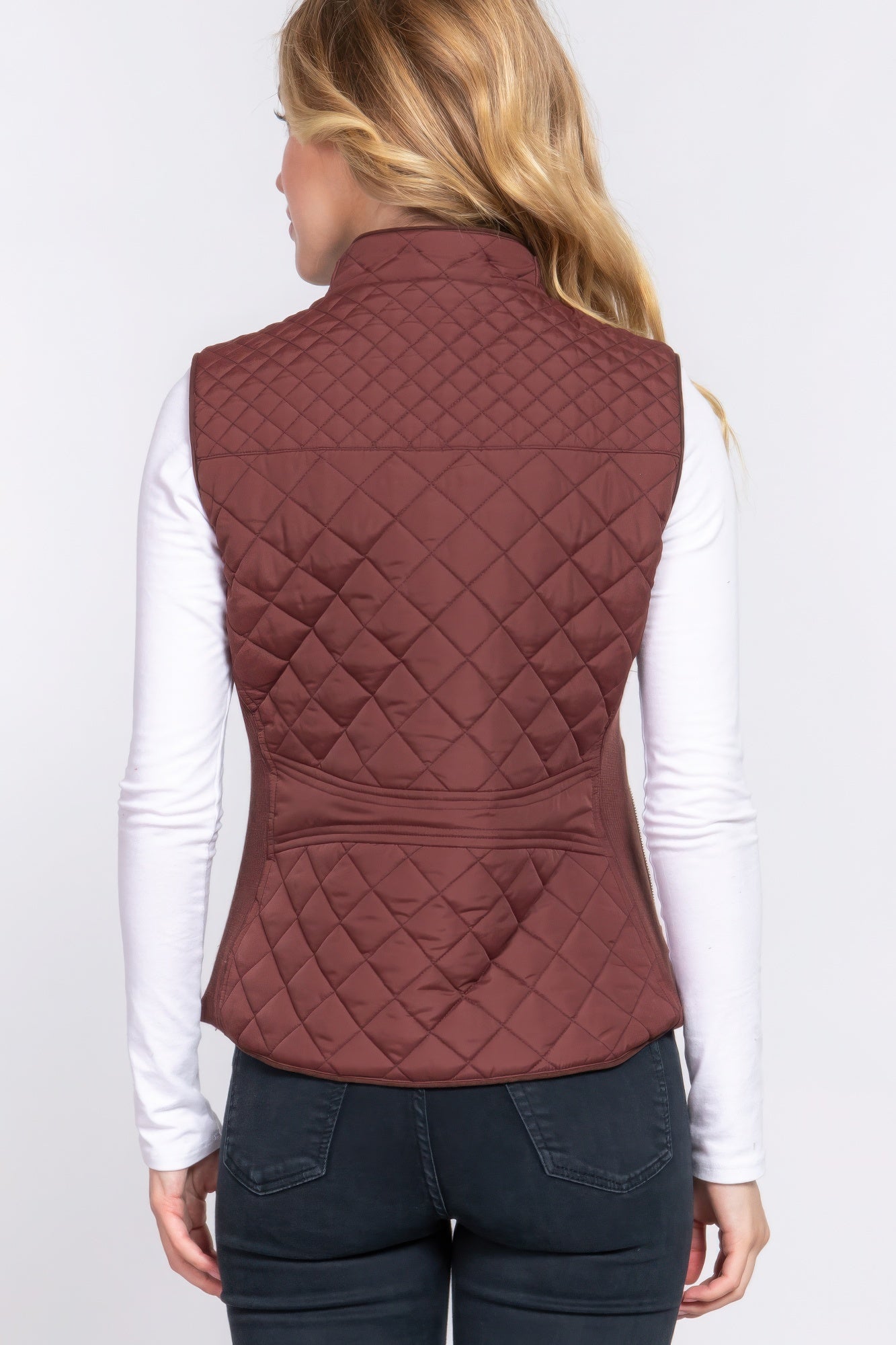 Suede Piping Quilted Padding Vest - ThingsWeUseAndLove 