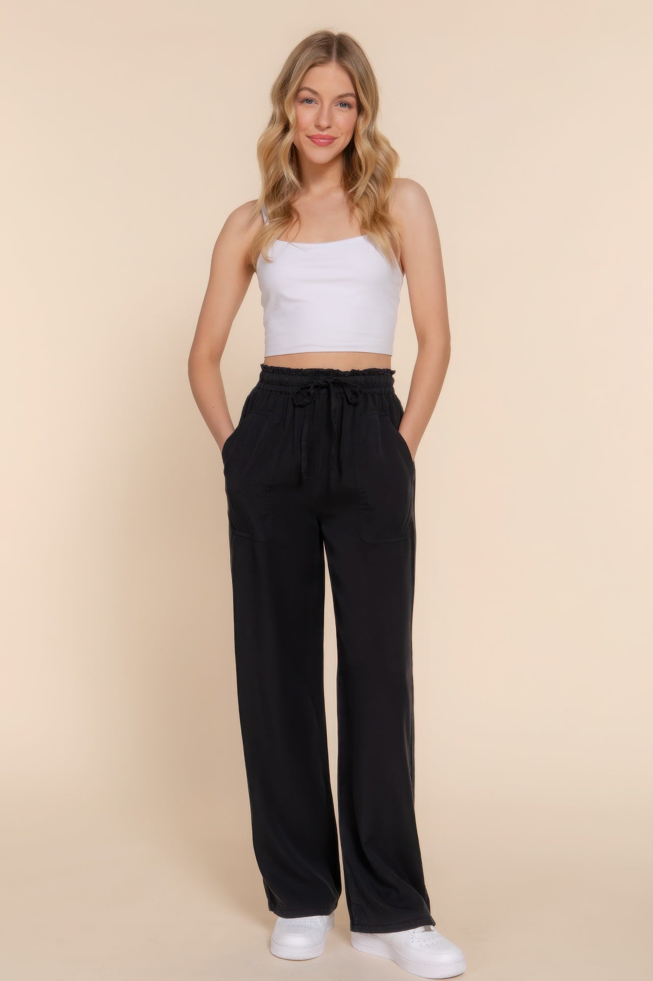 Elastic Waist Tencel Long Pants - ThingsWeUseAndLove 