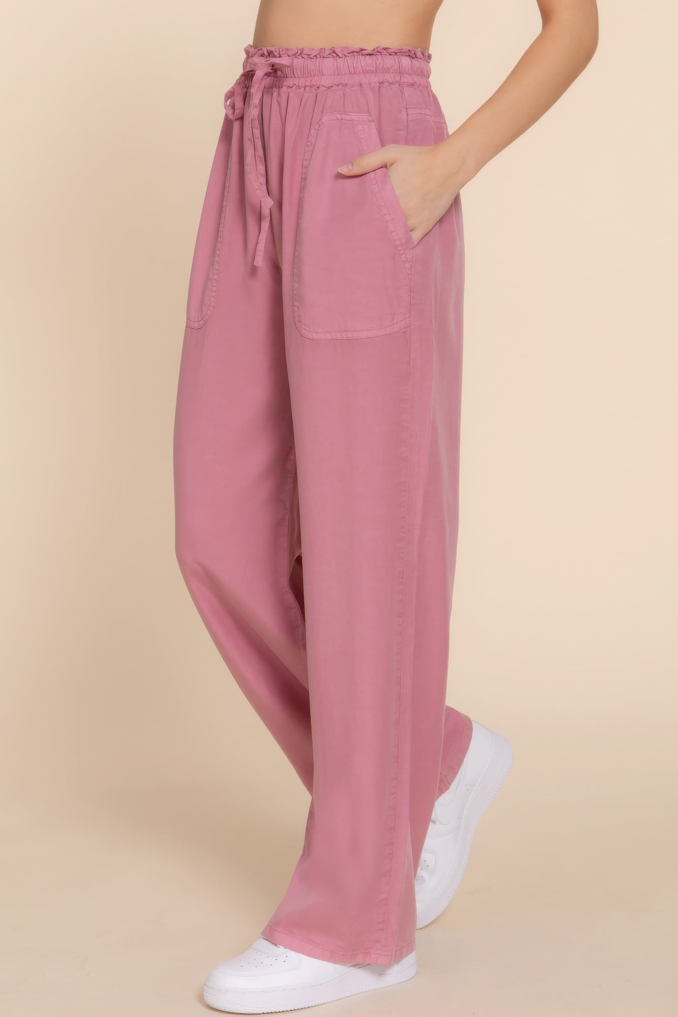 Elastic Waist Tencel Long Pants - ThingsWeUseAndLove 