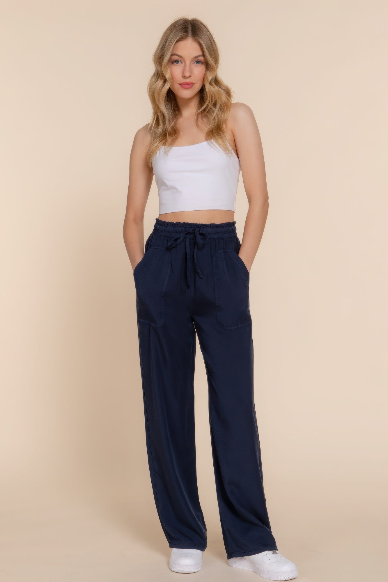 Elastic Waist Tencel Long Pants - ThingsWeUseAndLove 