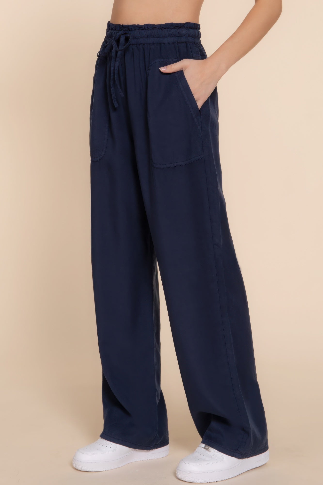 Elastic Waist Tencel Long Pants - ThingsWeUseAndLove 