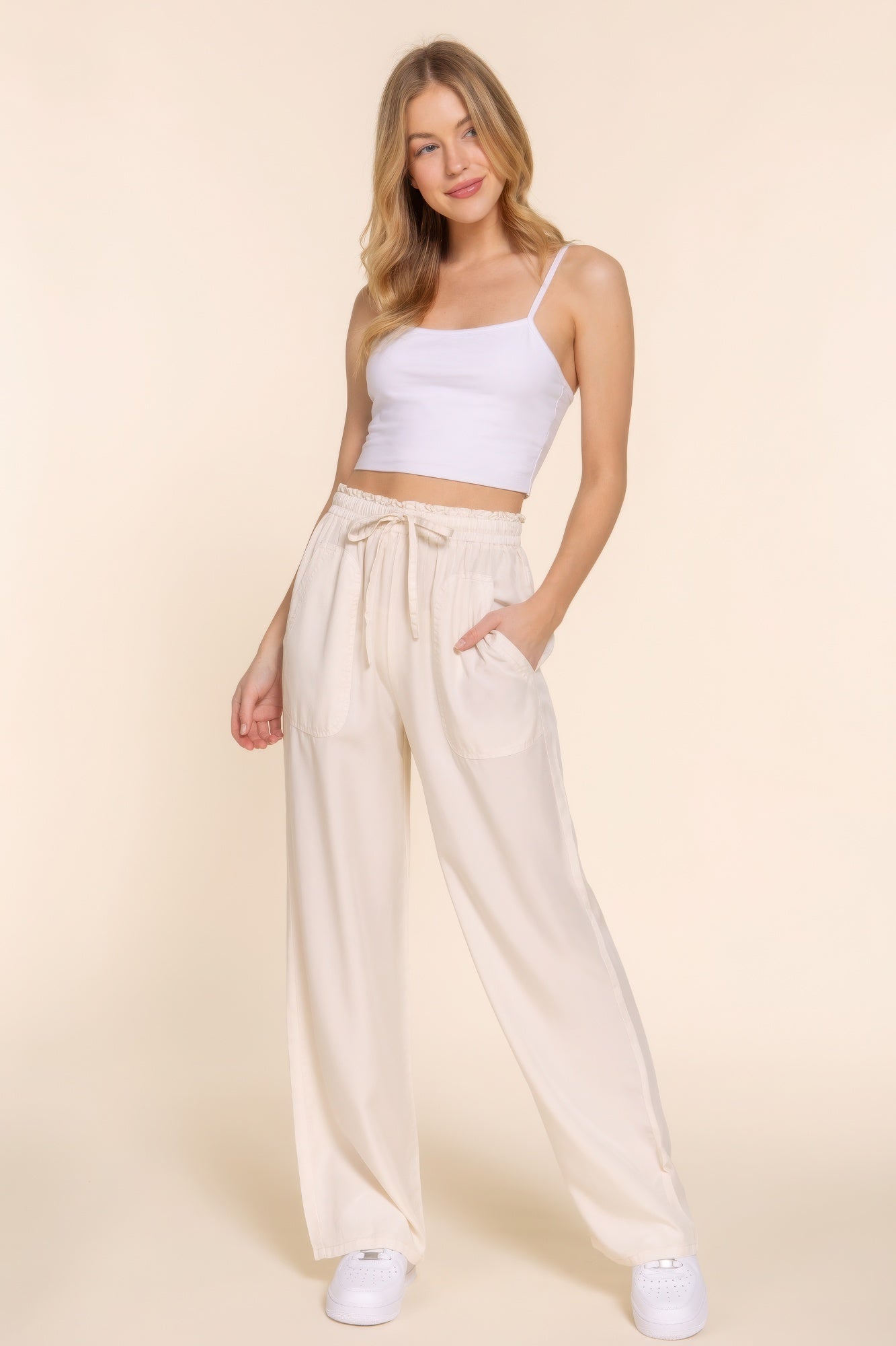 Elastic Waist Tencel Long Pants - ThingsWeUseAndLove 