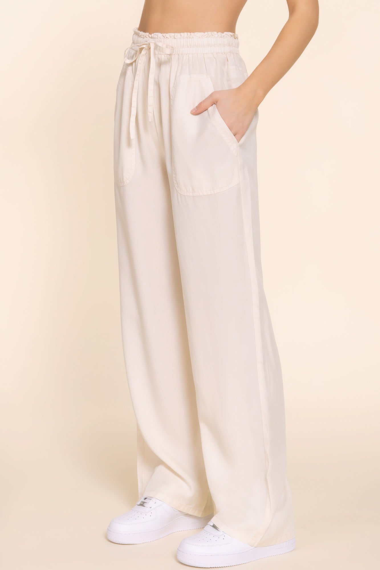 Elastic Waist Tencel Long Pants - ThingsWeUseAndLove 