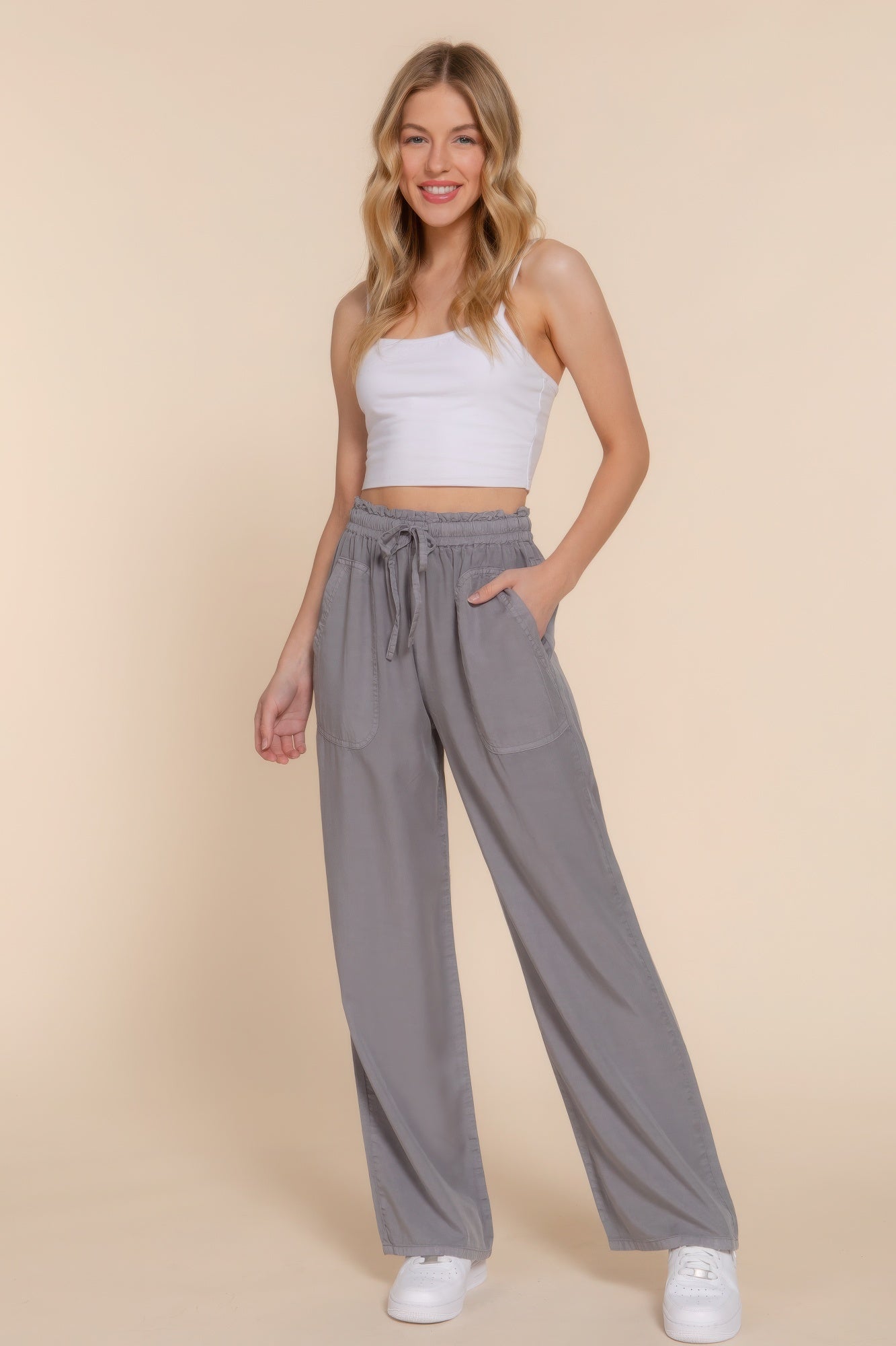 Elastic Waist Tencel Long Pants - ThingsWeUseAndLove 