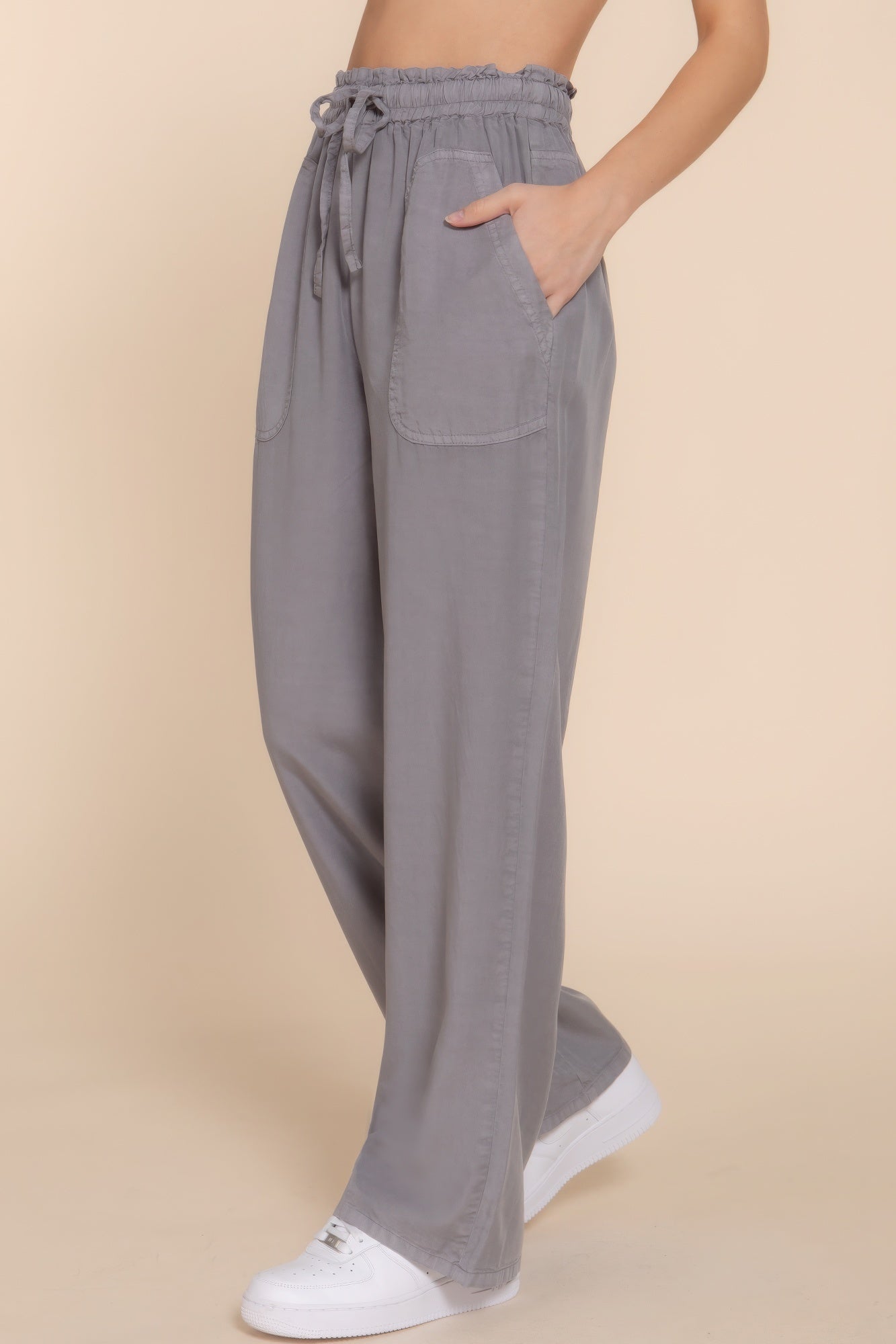 Elastic Waist Tencel Long Pants - ThingsWeUseAndLove 