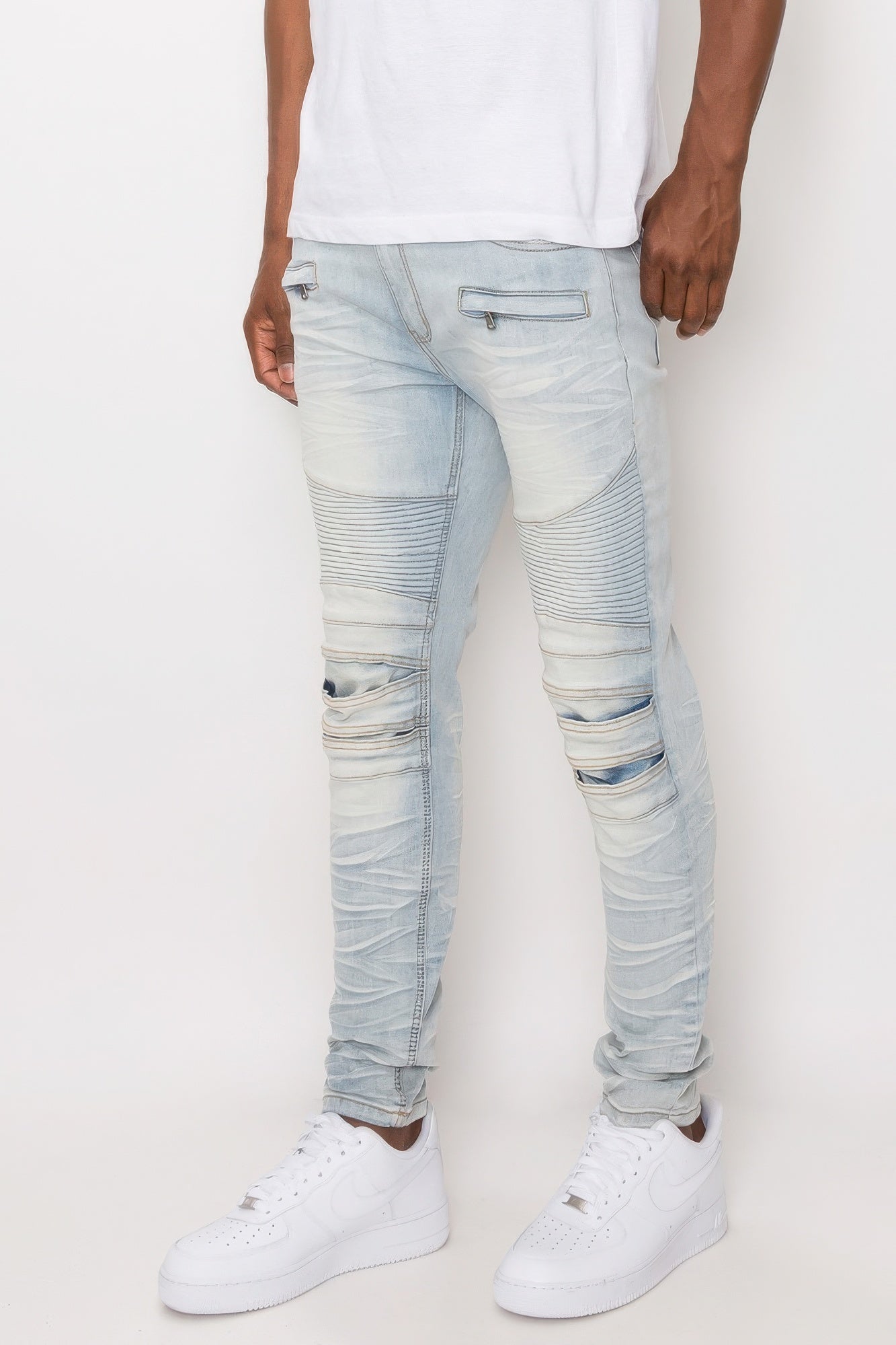 Men Creased Biker Denim Jeans - ThingsWeUseAndLove 