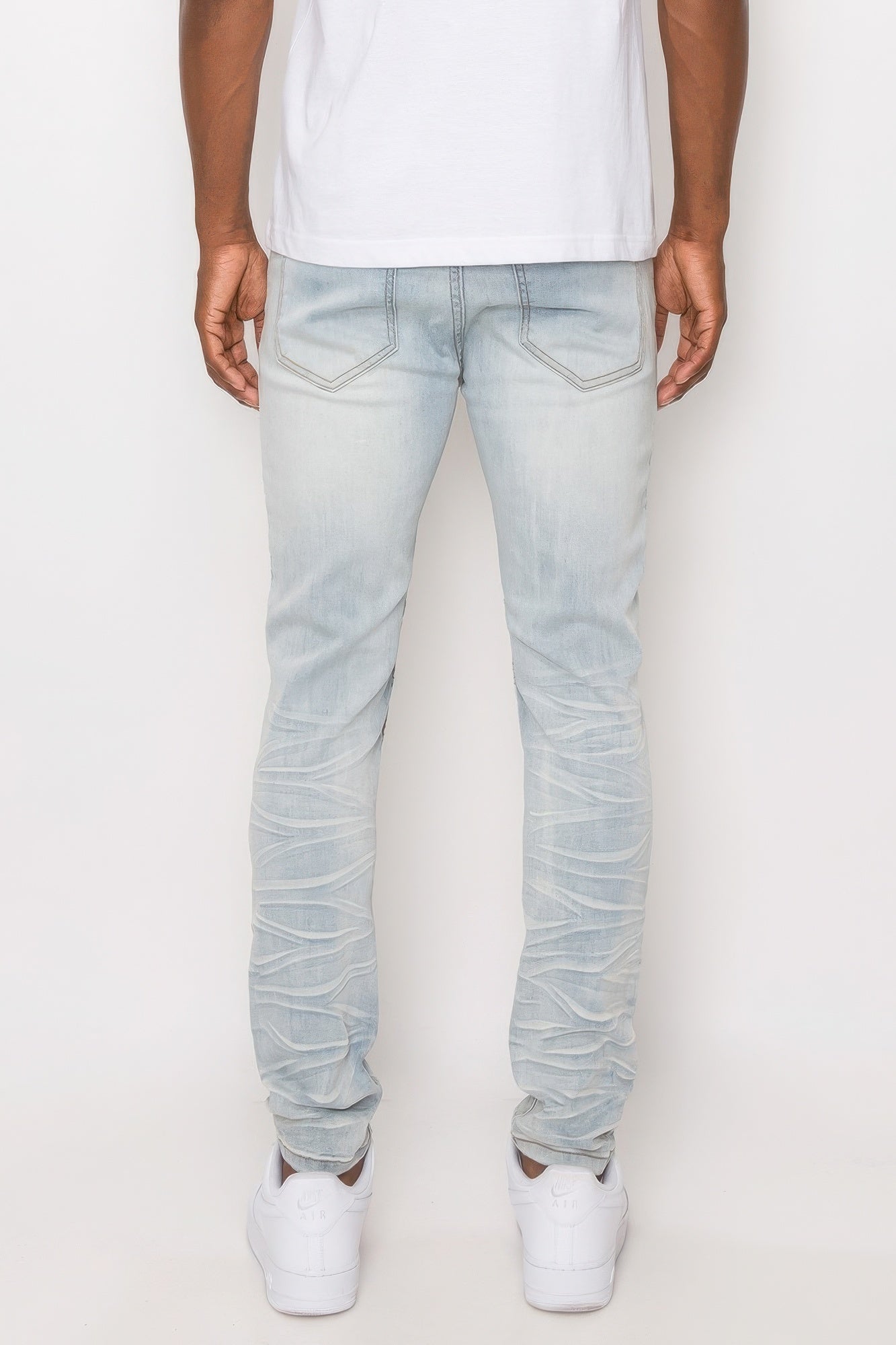 Men Creased Biker Denim Jeans - ThingsWeUseAndLove 