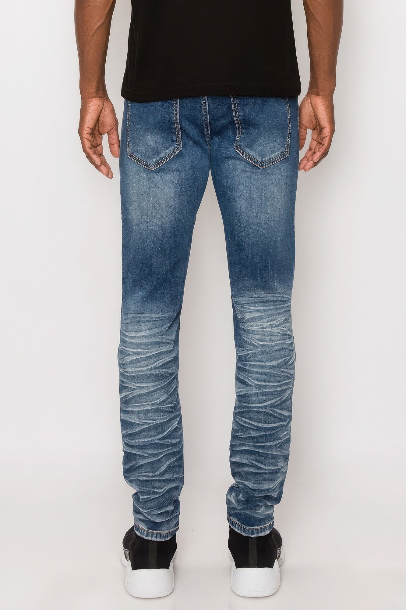 Men Creased Biker Denim Jeans - ThingsWeUseAndLove 