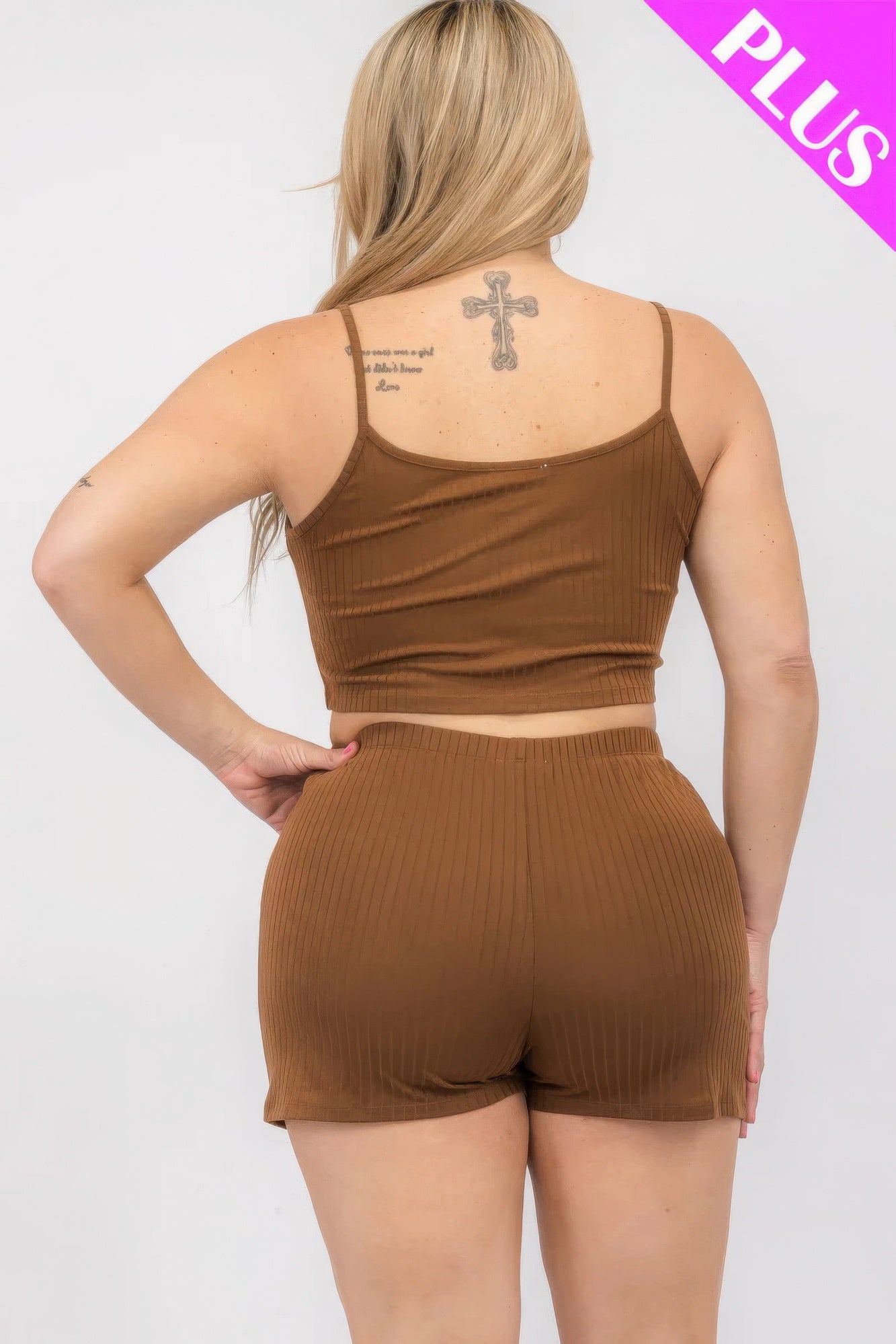 Solid Ribbed Cami Top And Shorts Set - ThingsWeUseAndLove 