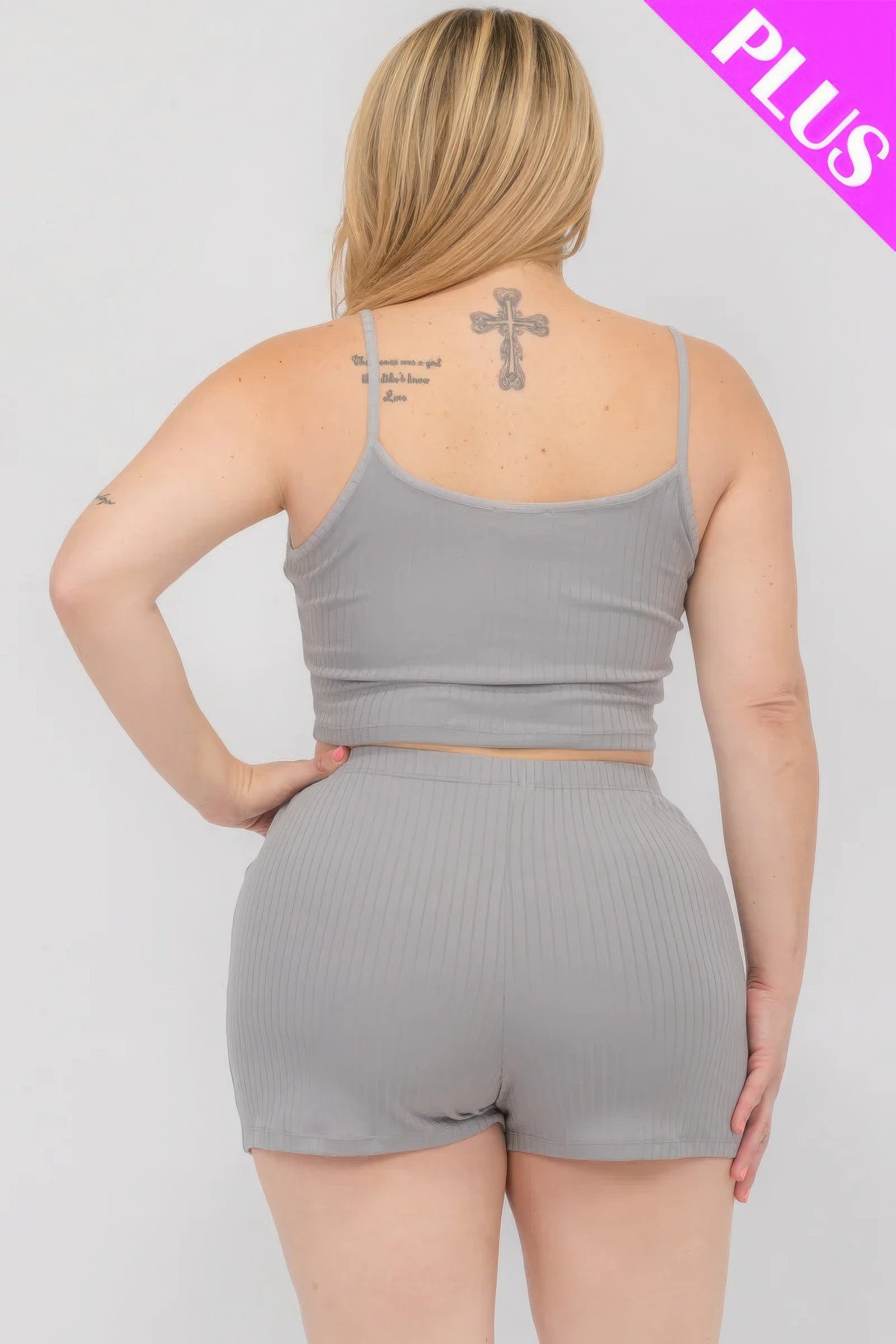 Solid Ribbed Cami Top And Shorts Set - ThingsWeUseAndLove 