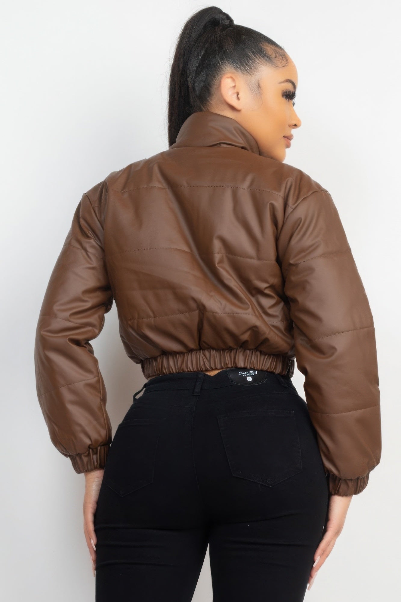 Snap Button Padded Crop Jacket - ThingsWeUseAndLove 