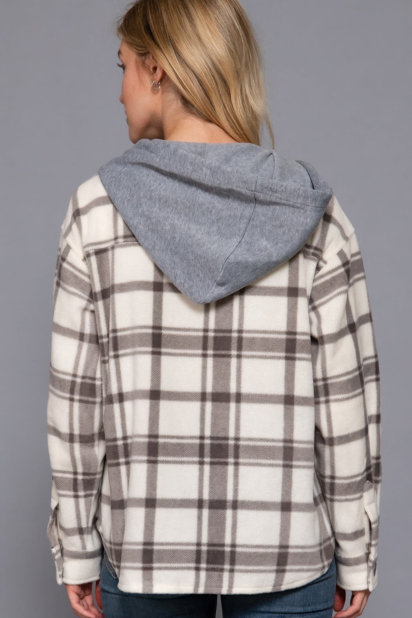 Plaid Print Hoodie Fleece Jacket - ThingsWeUseAndLove 