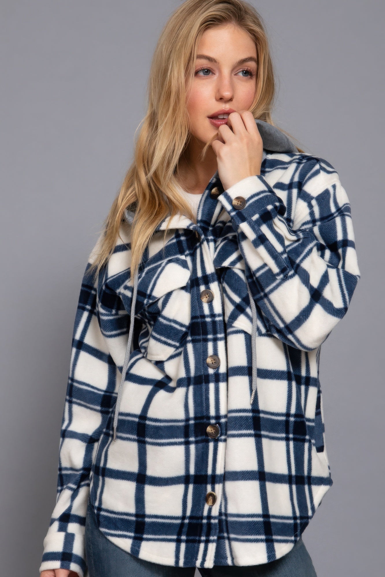 Plaid Print Hoodie Fleece Jacket - ThingsWeUseAndLove 