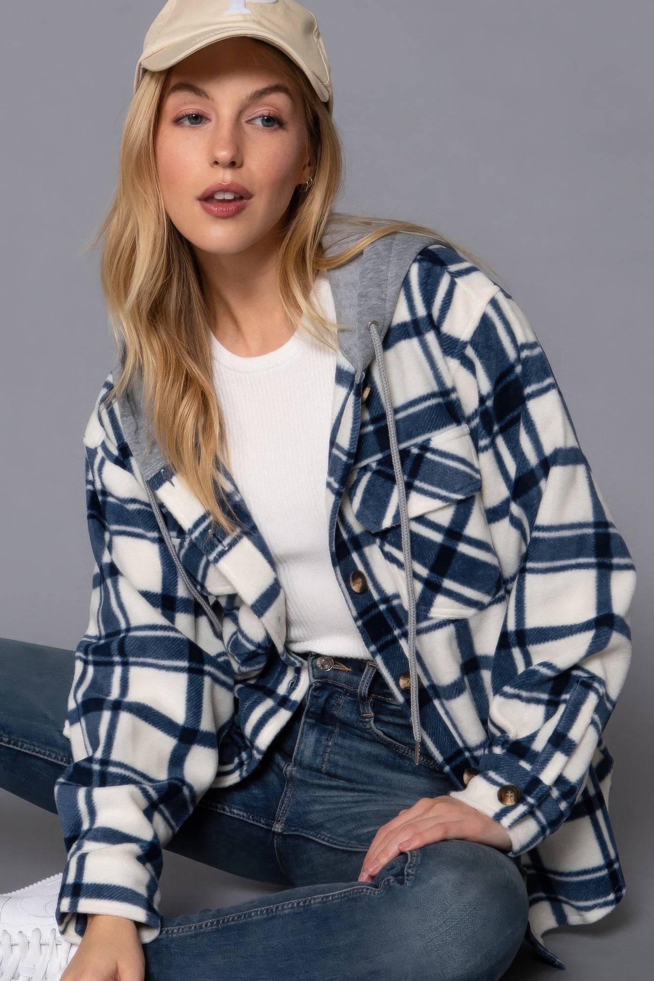 Plaid Print Hoodie Fleece Jacket - ThingsWeUseAndLove 