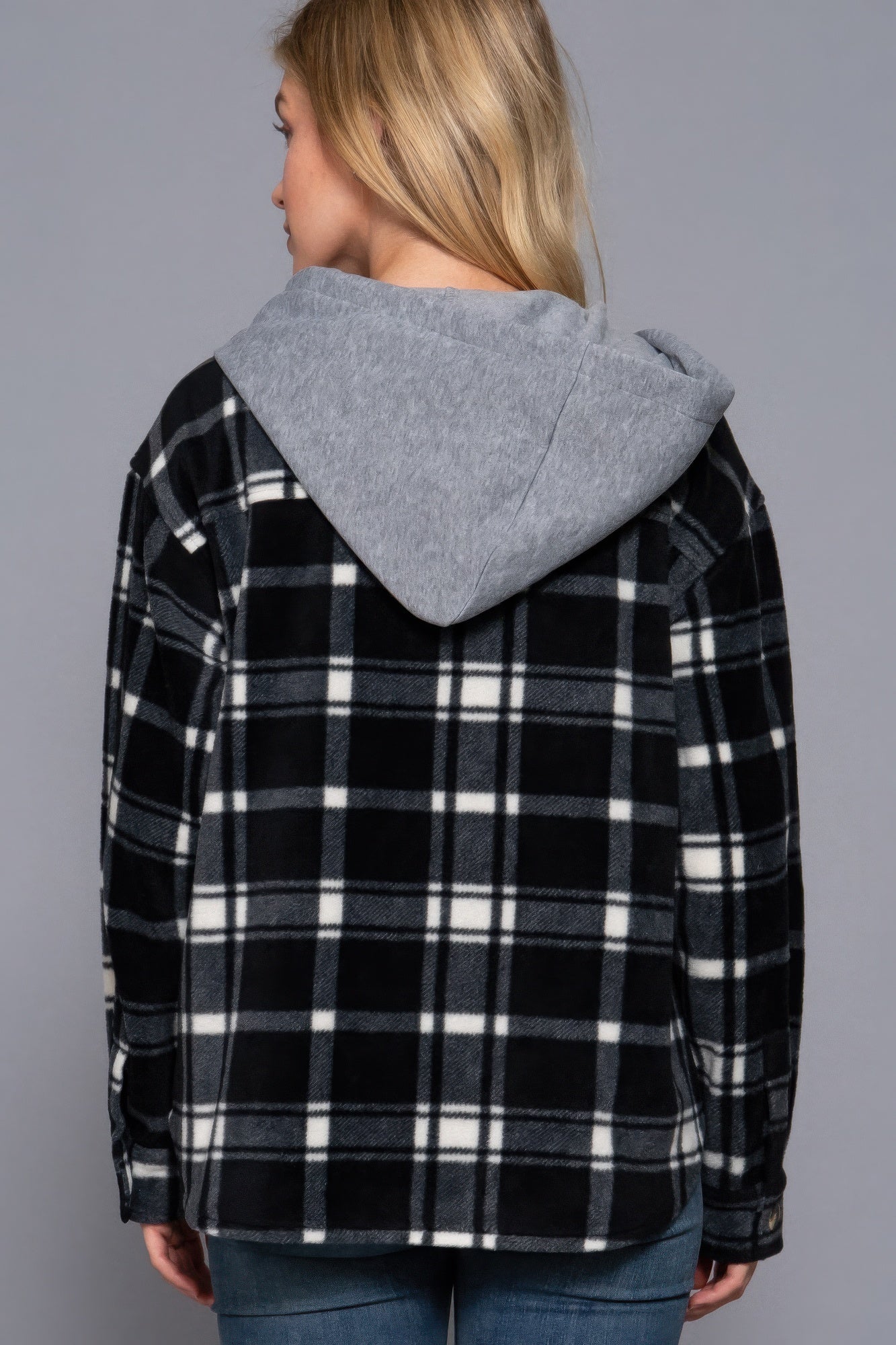 Plaid Print Hoodie Fleece Jacket - ThingsWeUseAndLove 