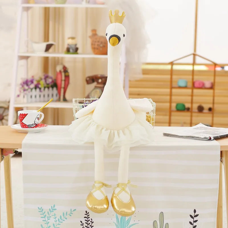 Swan Plush Toy 35CM Soft Animal Doll with Crown Cute Flamingo Stuffed Toy for Kids Baby Girls - ThingsWeUseAndLove 