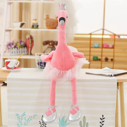 Swan Plush Toy 35CM Soft Animal Doll with Crown Cute Flamingo Stuffed Toy for Kids Baby Girls - ThingsWeUseAndLove 