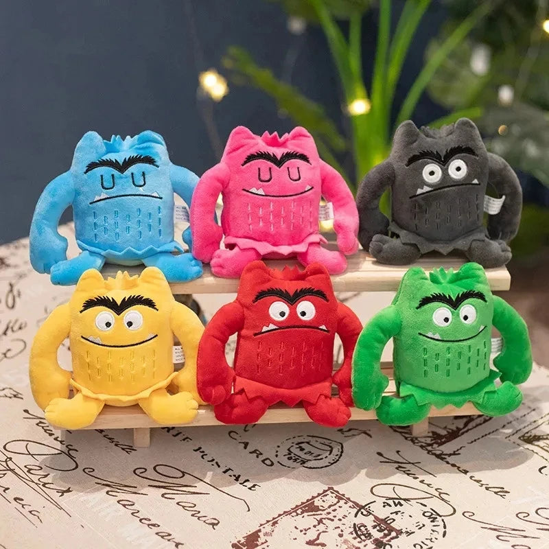 6pcs/Set The Color Monster Dolls Soft Stuffed Kawaii Emotion Cushion Plushie Monster Companion My Emotional Little Monster Plush Toy Set - Blue/Red Cartoon Plush Dolls - ThingsWeUseAndLove 