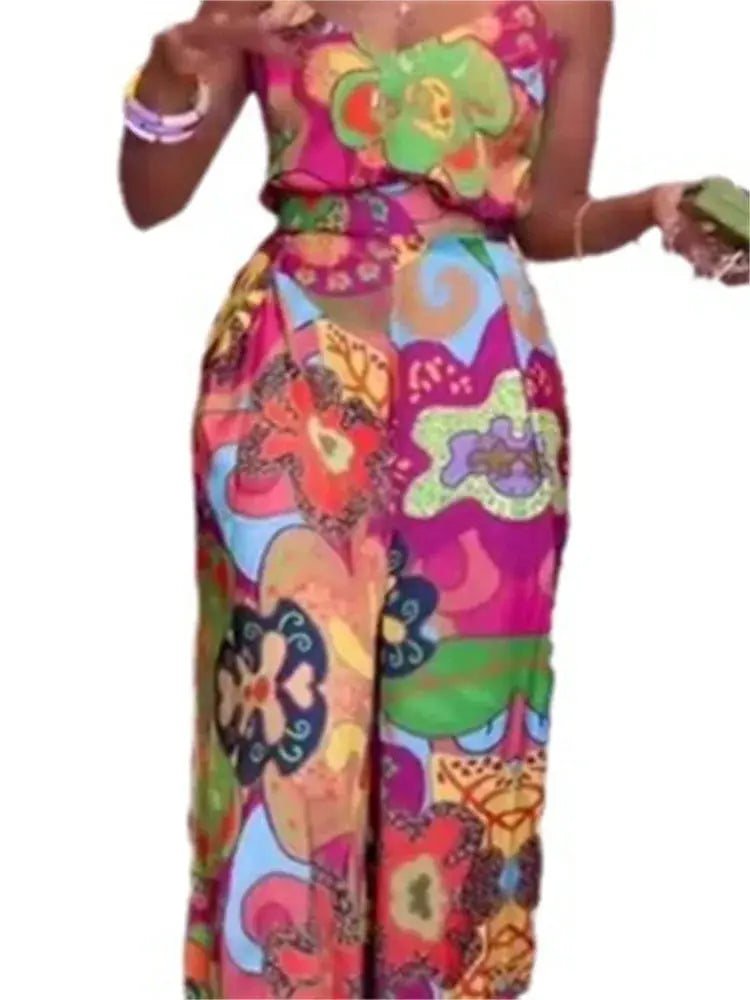 Women's Jumpsuits Sexy Deep V-Back Sleeveless Jumpsuit Island Vacation - ThingsWeUseAndLove 