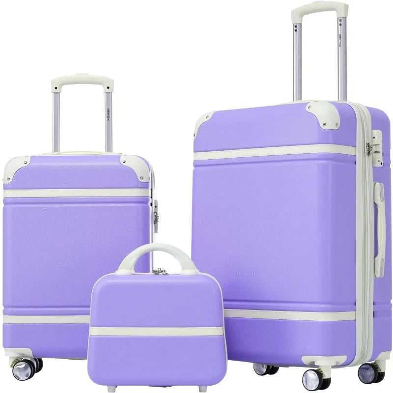 Vintage Expandable Spinner Luggage Set with Cosmetic Case - Carry-On and Checked Suitcases - ThingsWeUseAndLove 