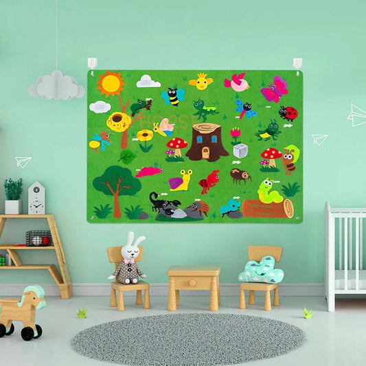 Insect Teaching Felt Board Story Set 3.5 Ft 45Pcs Preschool Bug Animals Caterpillar Bee Butterfly Dragonfly Storytelling Flannel Early Learning Play Kit Wall Hanging Gift for Toddlers - ThingsWeUseAndLove 