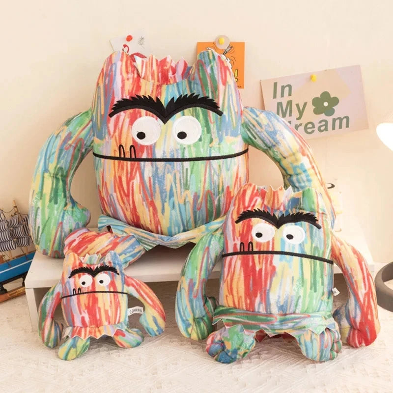 6pcs/Set The Color Monster Dolls Soft Stuffed Kawaii Emotion Cushion Plushie Monster Companion My Emotional Little Monster Plush Toy Set - Blue/Red Cartoon Plush Dolls - ThingsWeUseAndLove 