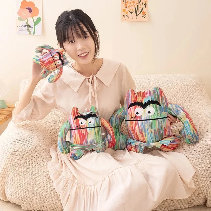 6pcs/Set The Color Monster Dolls Soft Stuffed Kawaii Emotion Cushion Plushie Monster Companion My Emotional Little Monster Plush Toy Set - Blue/Red Cartoon Plush Dolls - ThingsWeUseAndLove 