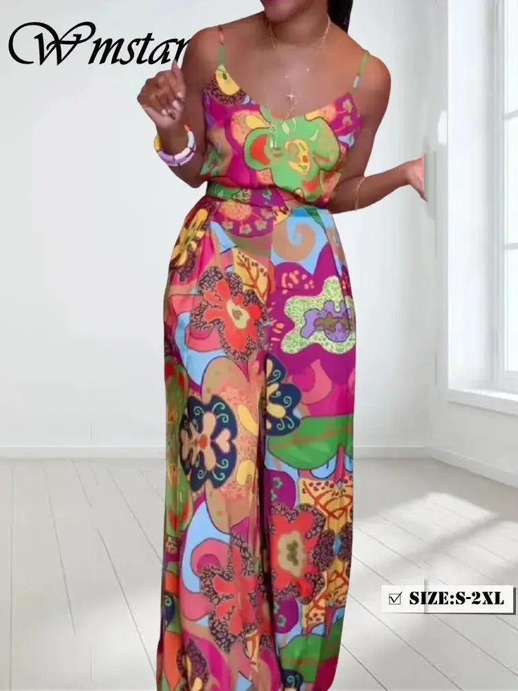 Women's Jumpsuits Sexy Deep V-Back Sleeveless Jumpsuit Island Vacation - ThingsWeUseAndLove 