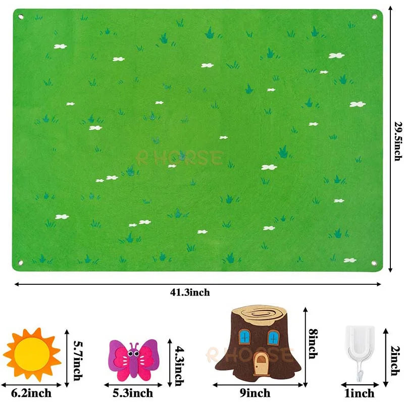 Insect Teaching Felt Board Story Set 3.5 Ft 45Pcs Preschool Bug Animals Caterpillar Bee Butterfly Dragonfly Storytelling Flannel Early Learning Play Kit Wall Hanging Gift for Toddlers - ThingsWeUseAndLove 