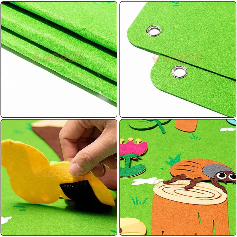 Insect Teaching Felt Board Story Set 3.5 Ft 45Pcs Preschool Bug Animals Caterpillar Bee Butterfly Dragonfly Storytelling Flannel Early Learning Play Kit Wall Hanging Gift for Toddlers - ThingsWeUseAndLove 