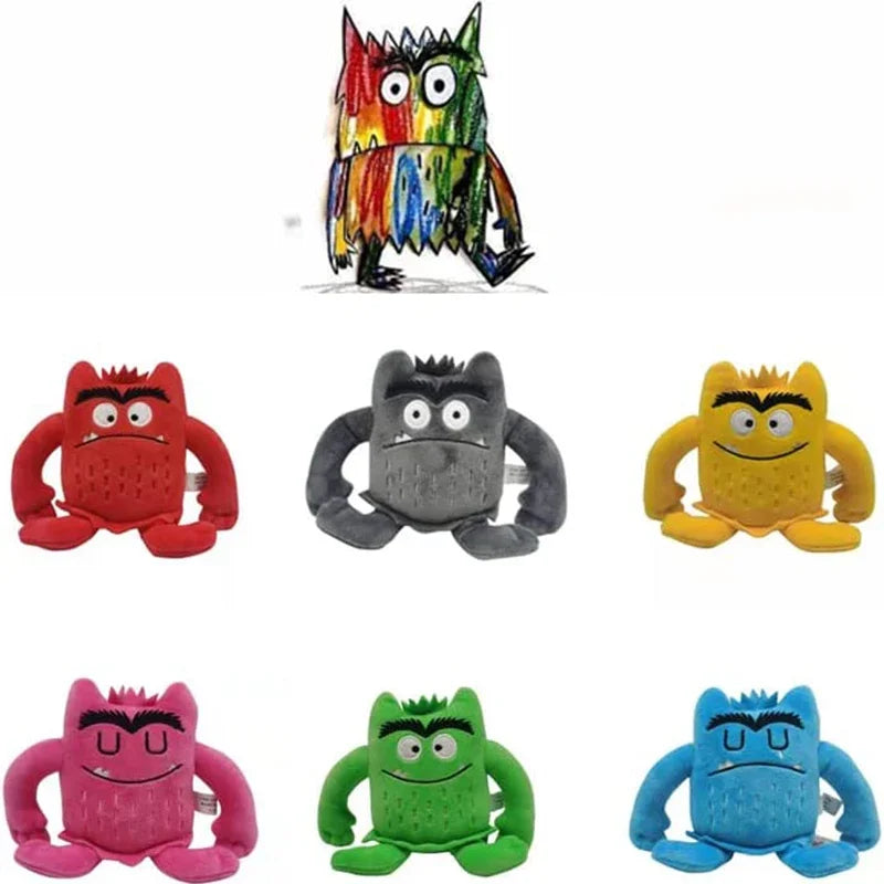 6pcs/Set The Color Monster Dolls Soft Stuffed Kawaii Emotion Cushion Plushie Monster Companion My Emotional Little Monster Plush Toy Set - Blue/Red Cartoon Plush Dolls - ThingsWeUseAndLove 