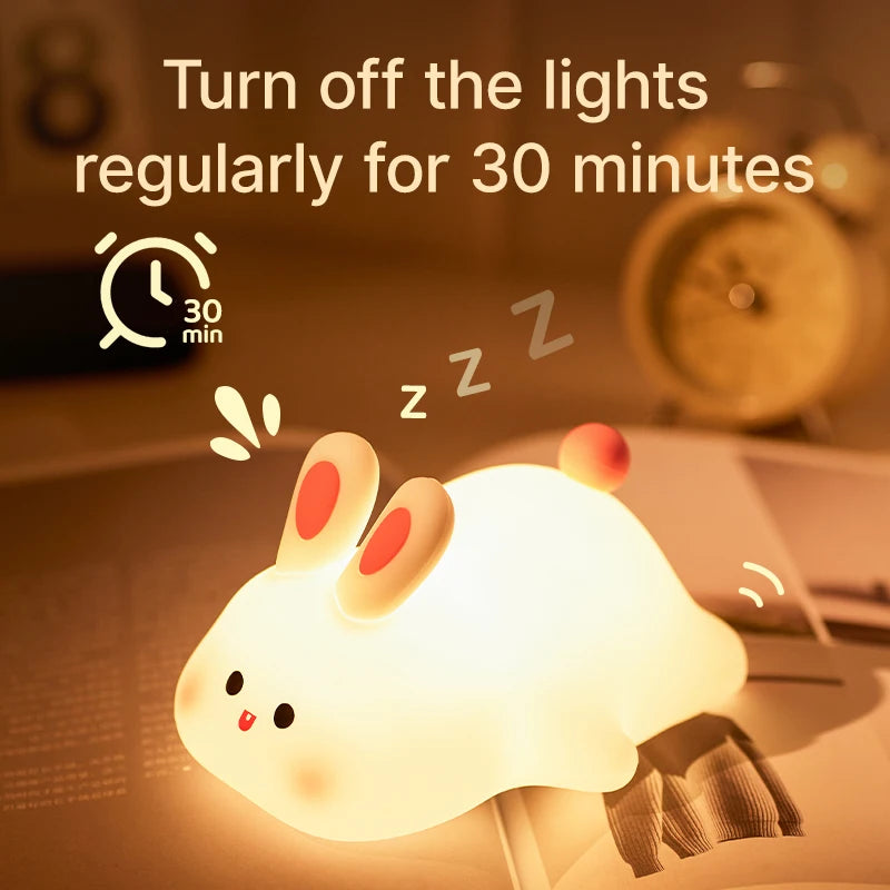 Cute Sheep, Panda, and Rabbit Silicone LED Night Lights - USB Rechargeable, Timing Bedside Decor for Kids and Babies - ThingsWeUseAndLove 