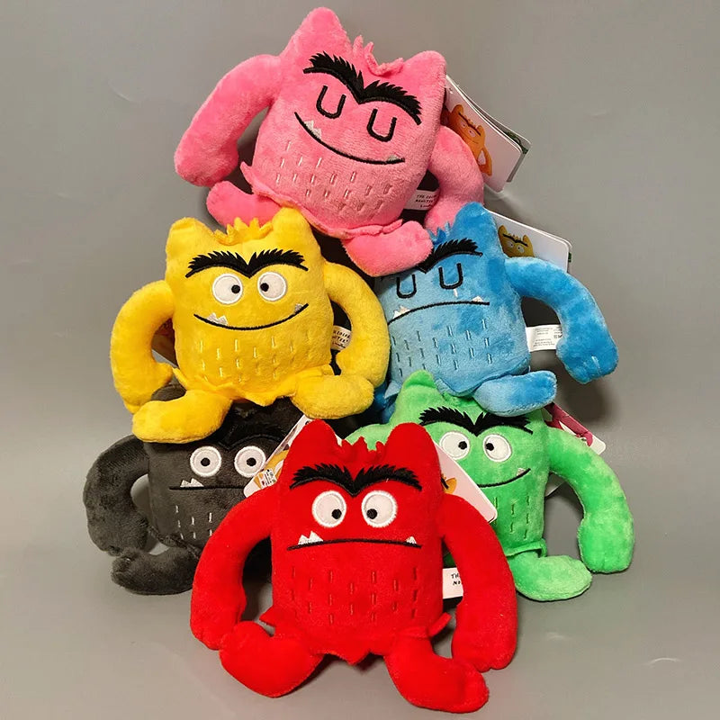 6pcs/Set The Color Monster Dolls Soft Stuffed Kawaii Emotion Cushion Plushie Monster Companion My Emotional Little Monster Plush Toy Set - Blue/Red Cartoon Plush Dolls - ThingsWeUseAndLove 