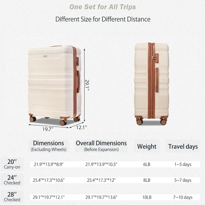 Deluxe 3-Piece Expandable Spinner Luggage Set with TSA Lock (20/24/28) Inch - ThingsWeUseAndLove 