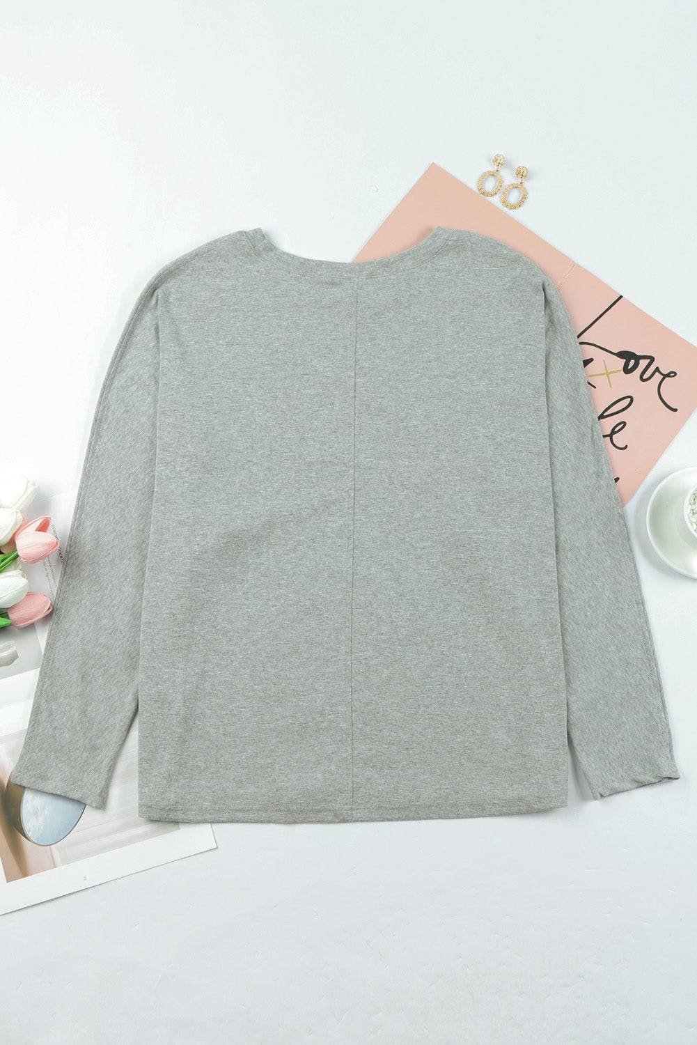 Casual Seam Long Sleeve Top - ThingsWeUseAndLove 