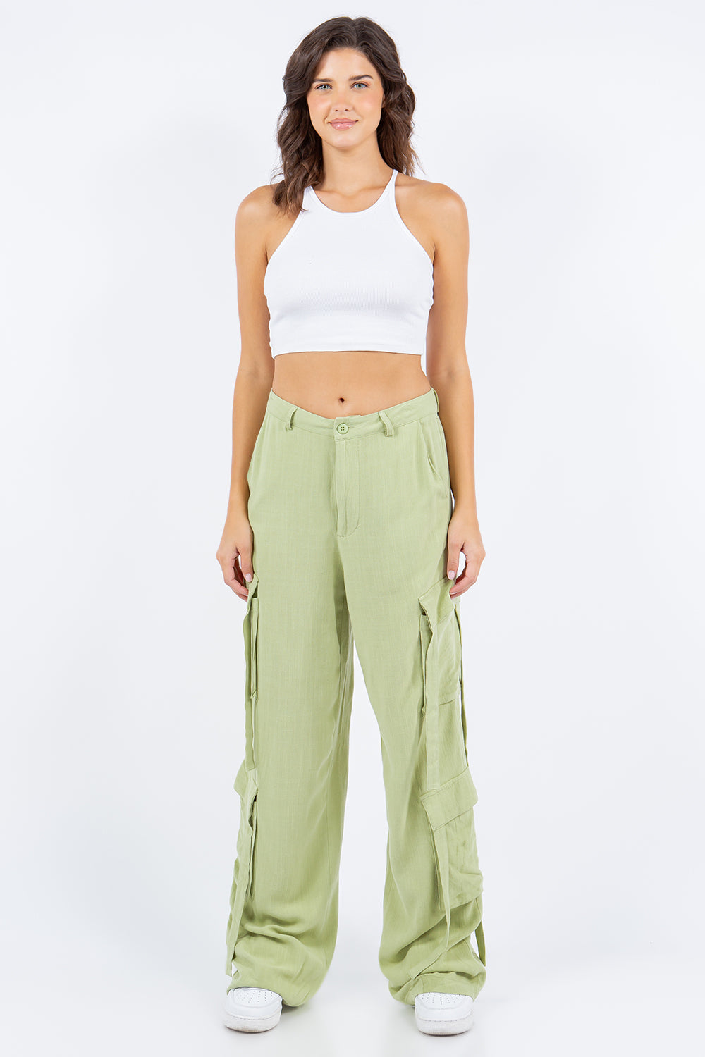 Camy Linen Wide Leg Cargo Pants - ThingsWeUseAndLove 