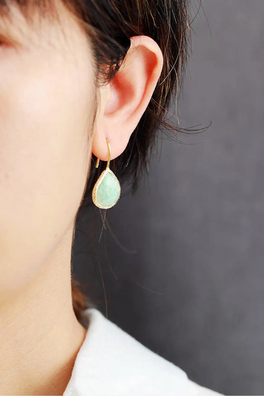 Handmade Natural Stone Teardrop Earrings - ThingsWeUseAndLove 