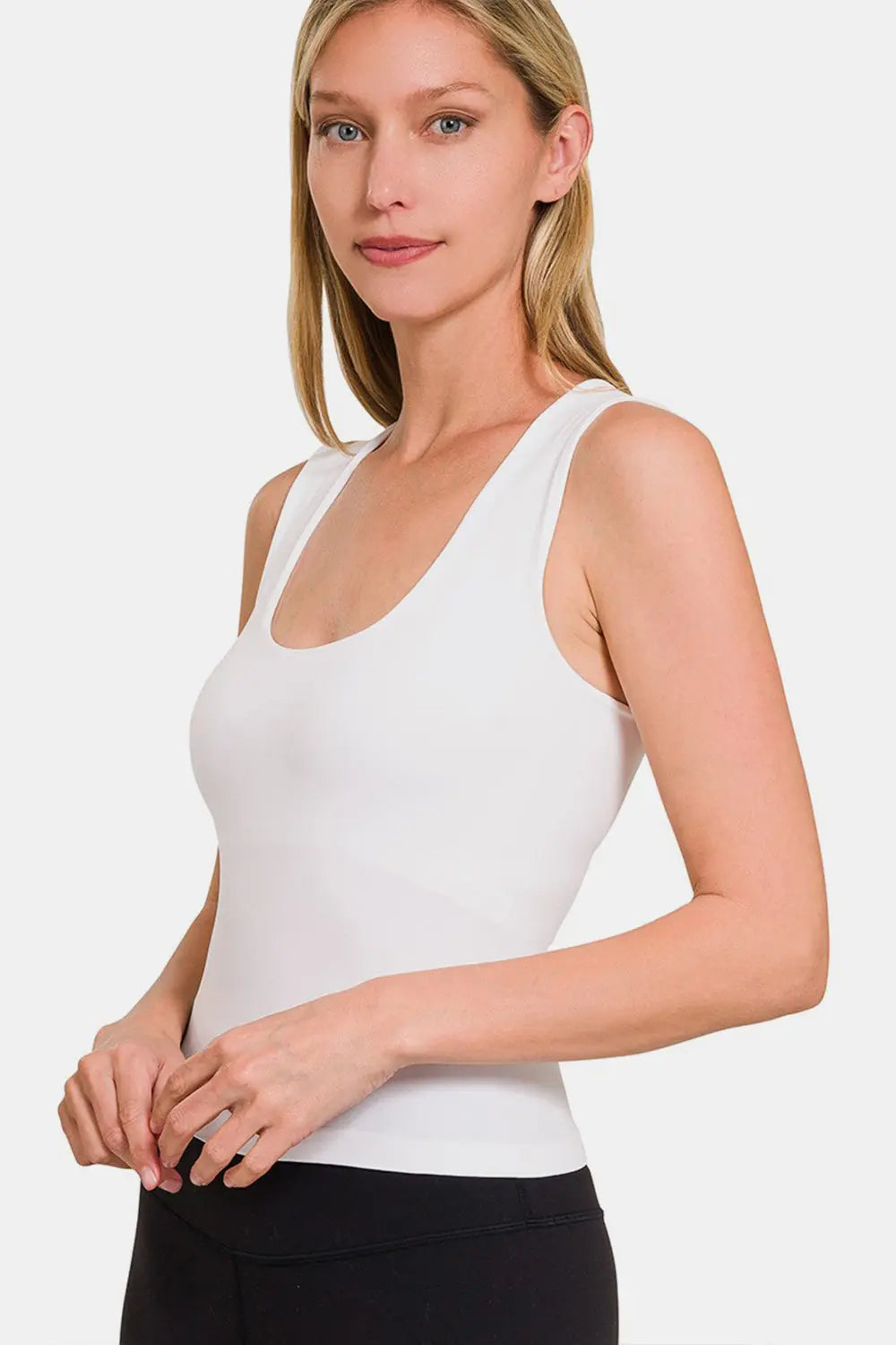 Liv White Cropped Padded Seamless Tank - ThingsWeUseAndLove 