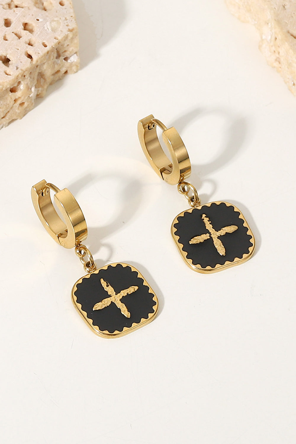 Madeline Plus Sign Square Shape Drop Earrings - ThingsWeUseAndLove 