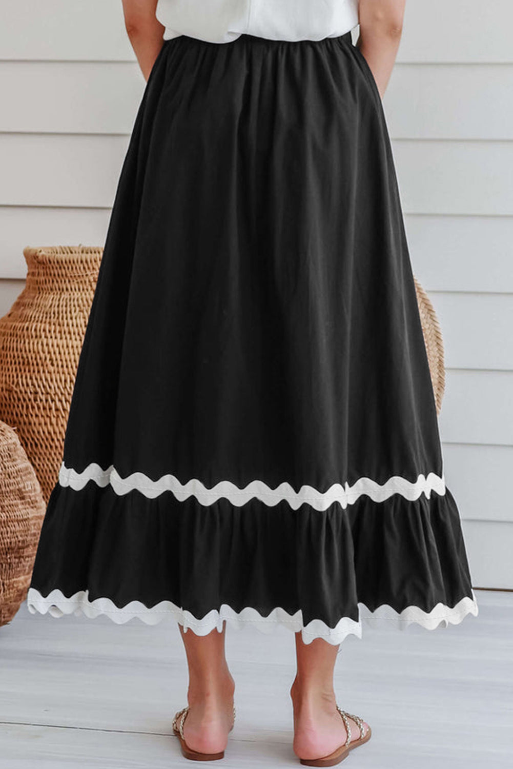 Molly  Elastic Waist Contrast Trim Skirt - ThingsWeUseAndLove 